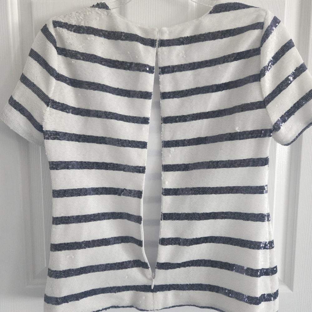 NWT Ralph Lauren Striped Sequin Short Sleeve Blouse - Picture 10 of 12